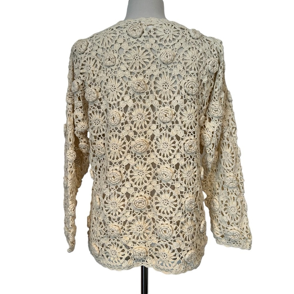 Vintage 90s Y2K Judy’s floral crochet cream sweater top in excellent condition - Picture 3 of 16